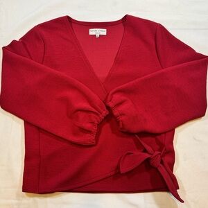 Madewell Texture & Thread Red V-Neck Wrap Blouse